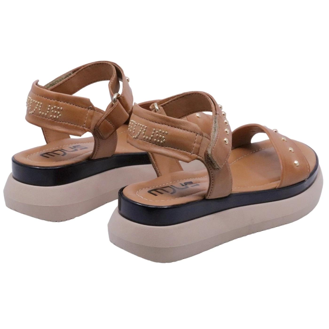 Sandalo zeppa Mjus L17004 in pelle cuoio 