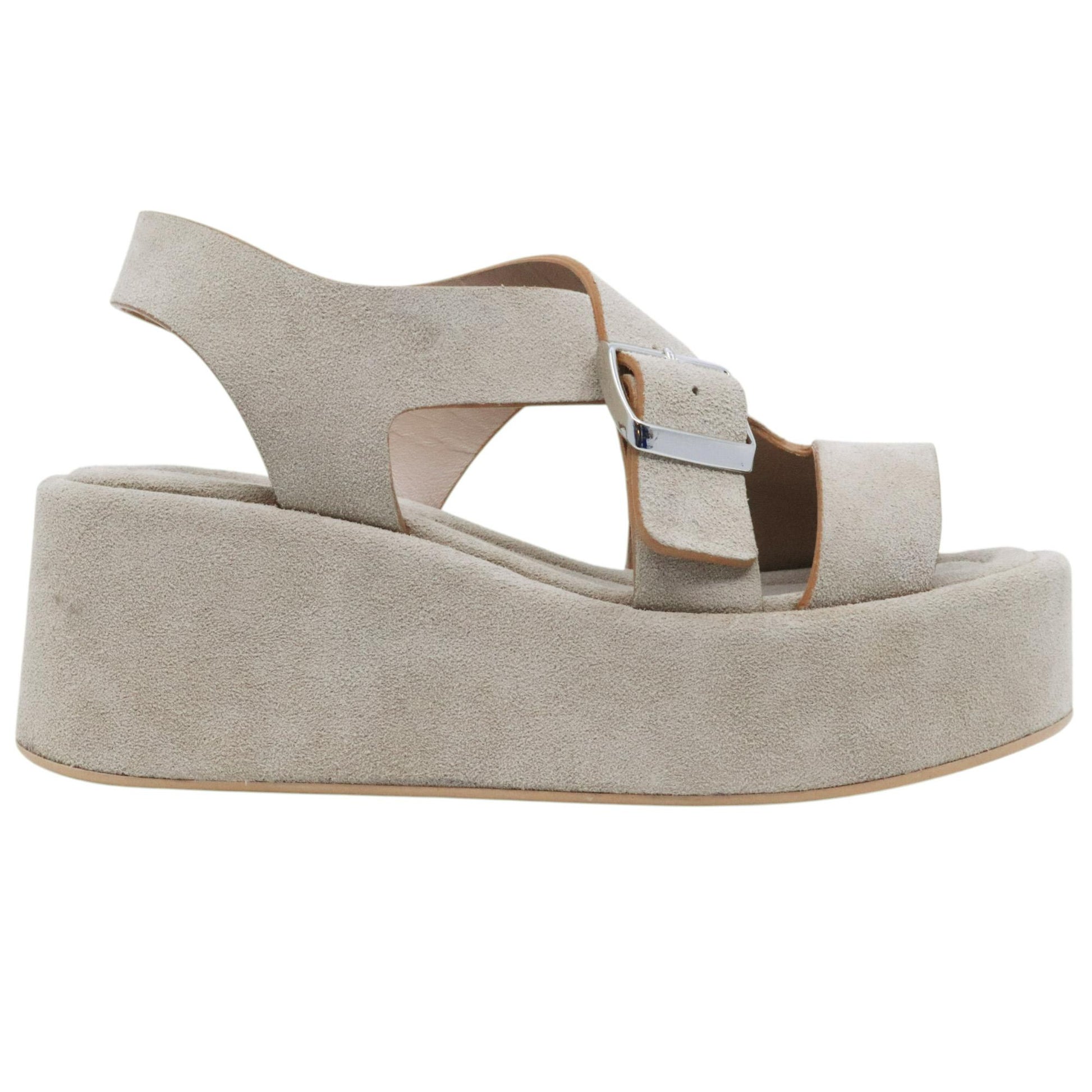 Sandalo zeppa Curiositè 2761 in camoscio taupe 