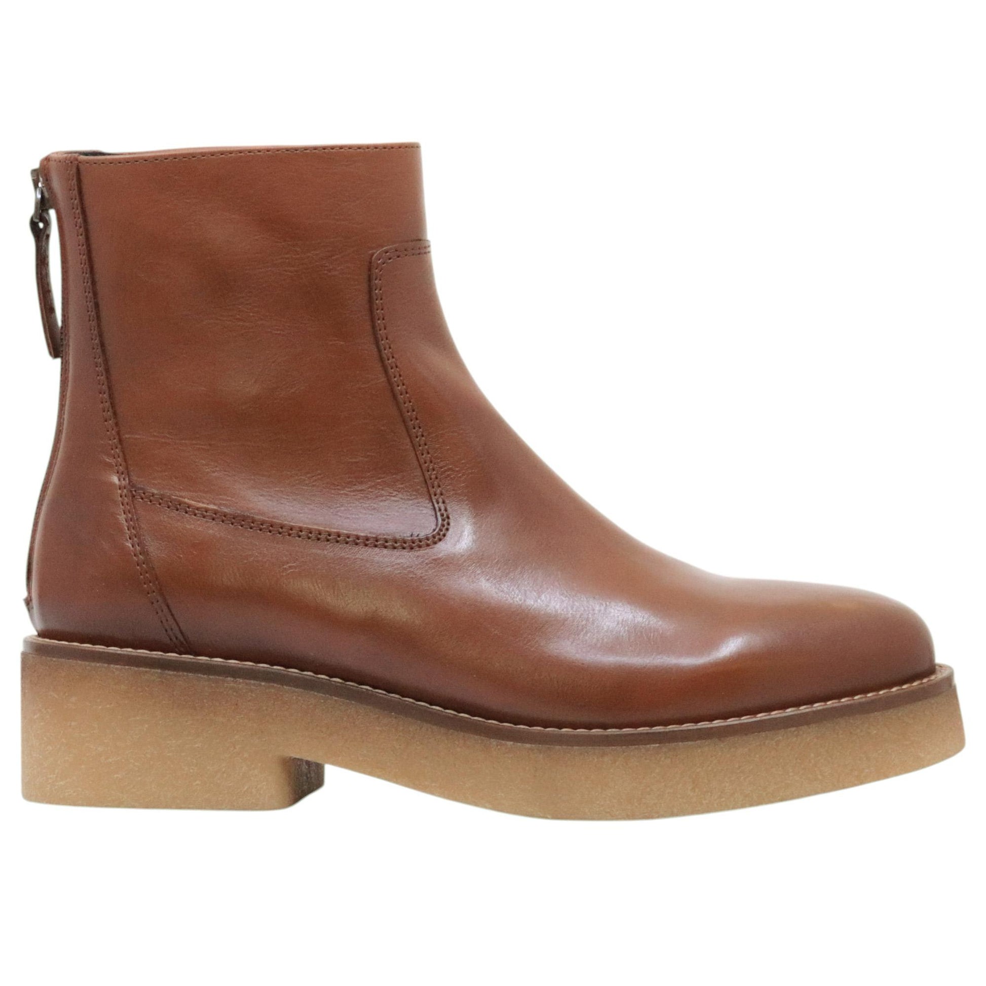 Triver Flight 775 02 stivaletto donna in pelle marrone con zip posteriore 