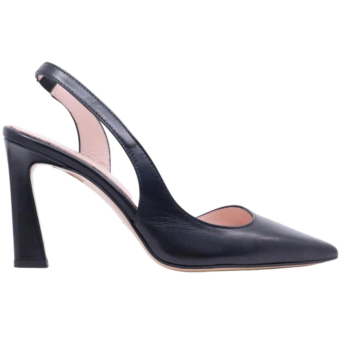 Slingback donna Anna F in elegante pelle di colore nero 
