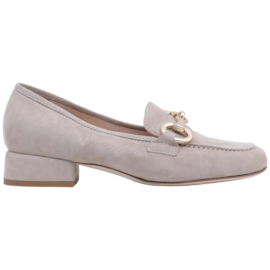 Mocassino donna Le Briella in elegante pelle scamosciata di colore beige e morsetto 