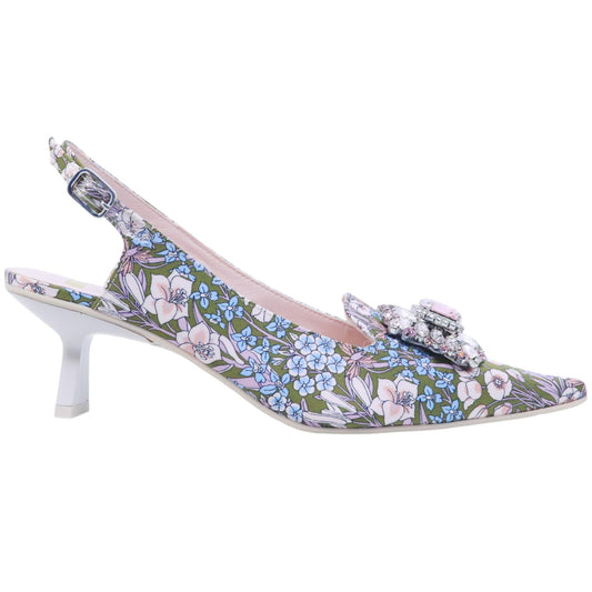Ras 8043 slingback donna in tessuto a fantasia floreale multicolore 