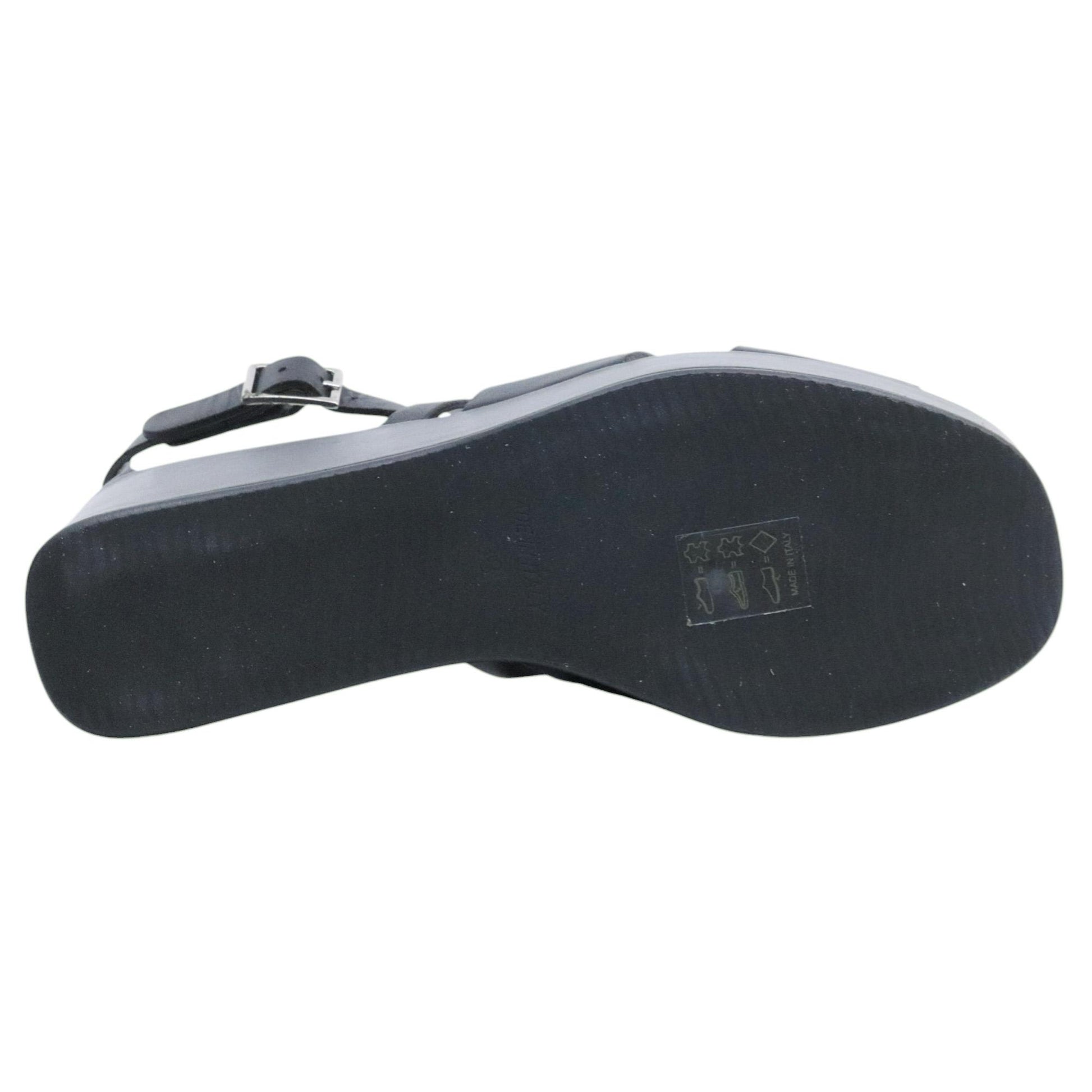 Sandalo zeppa Curiositè 2746 in pelle nera 