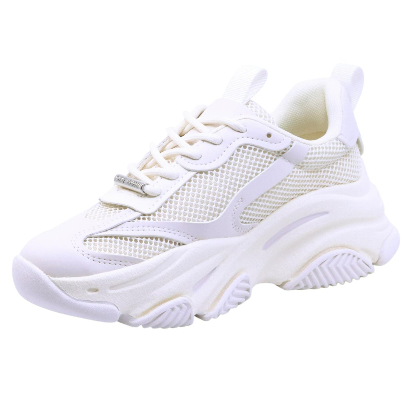Steve Madden Possession sneaker donna in tessuto bianco e argento 