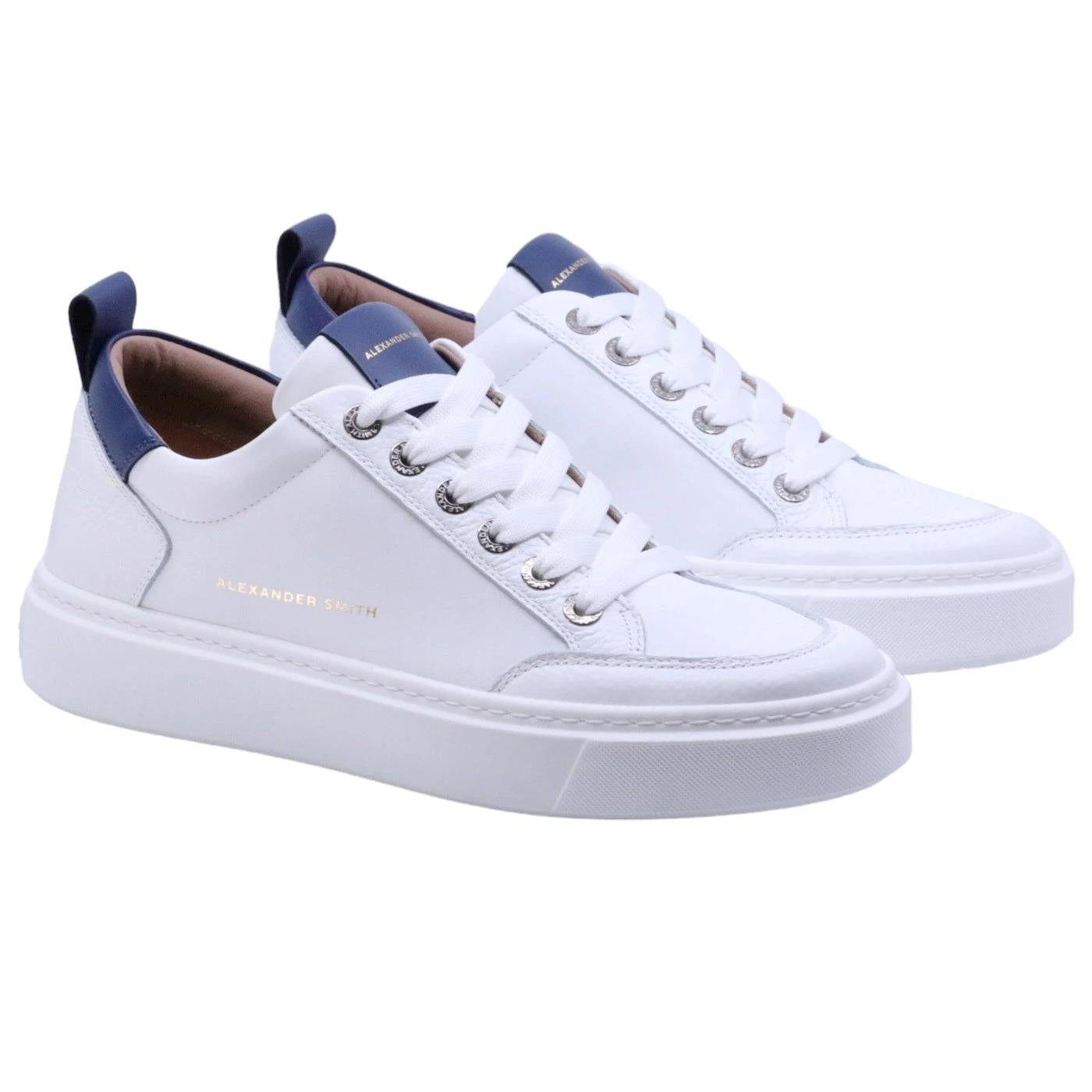Sneaker uomo Alexander Smith Bond in pelle bianca e blu 