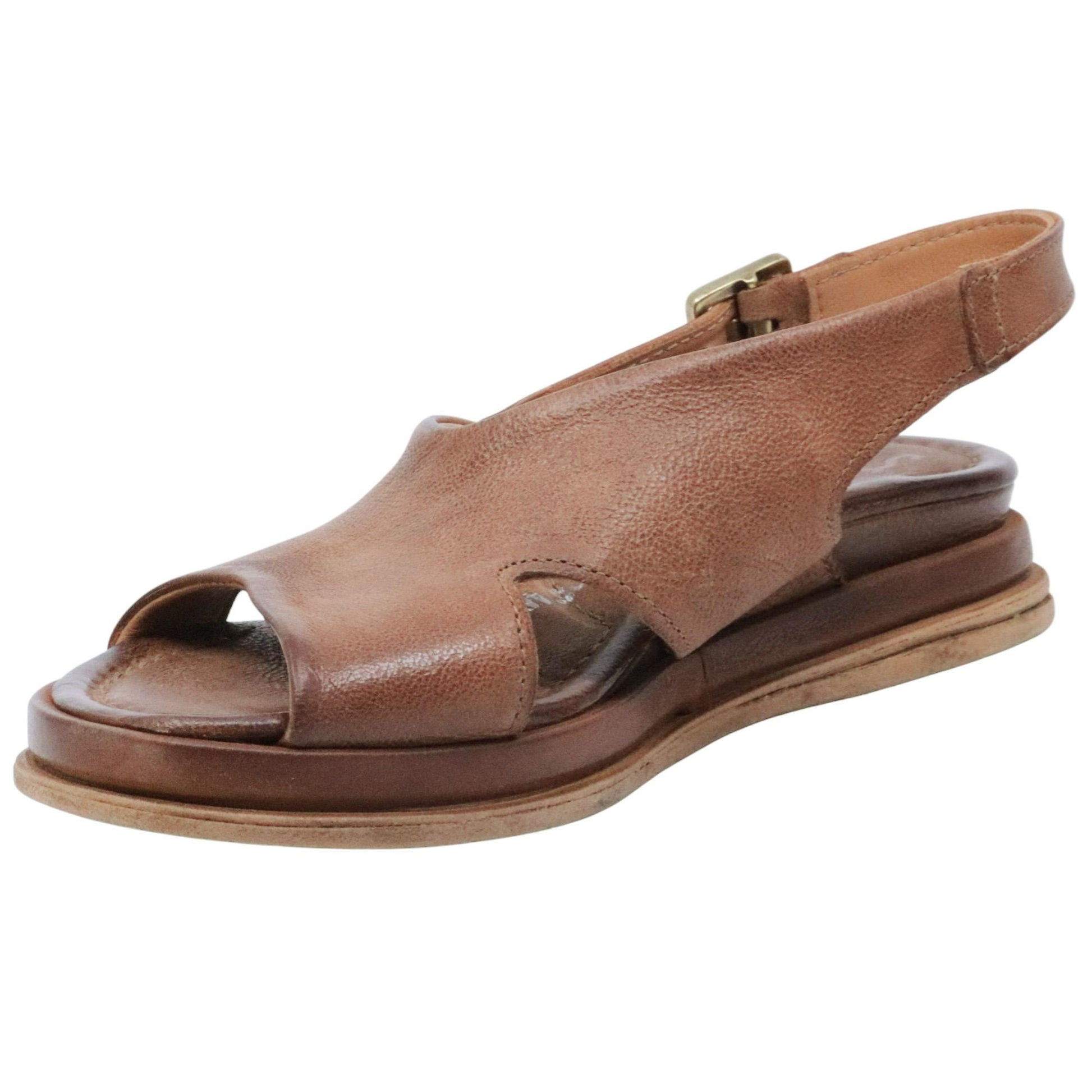 Sandalo donna AS98 B60018 in pelle marrone 