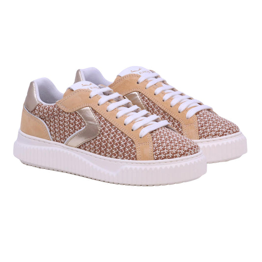 Voile Blanche LIPARI sneaker donna in rafia e suede beige vanilla 