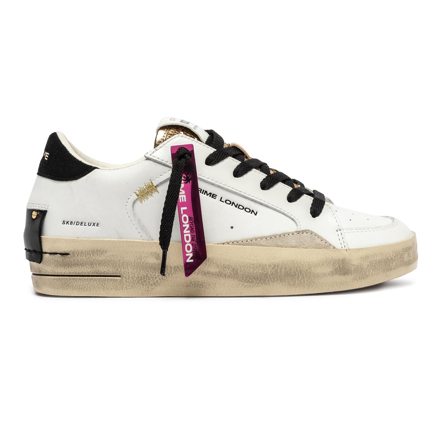 Crime London 25192 SK8 Deluxe sneaker donna in pelle bianca 