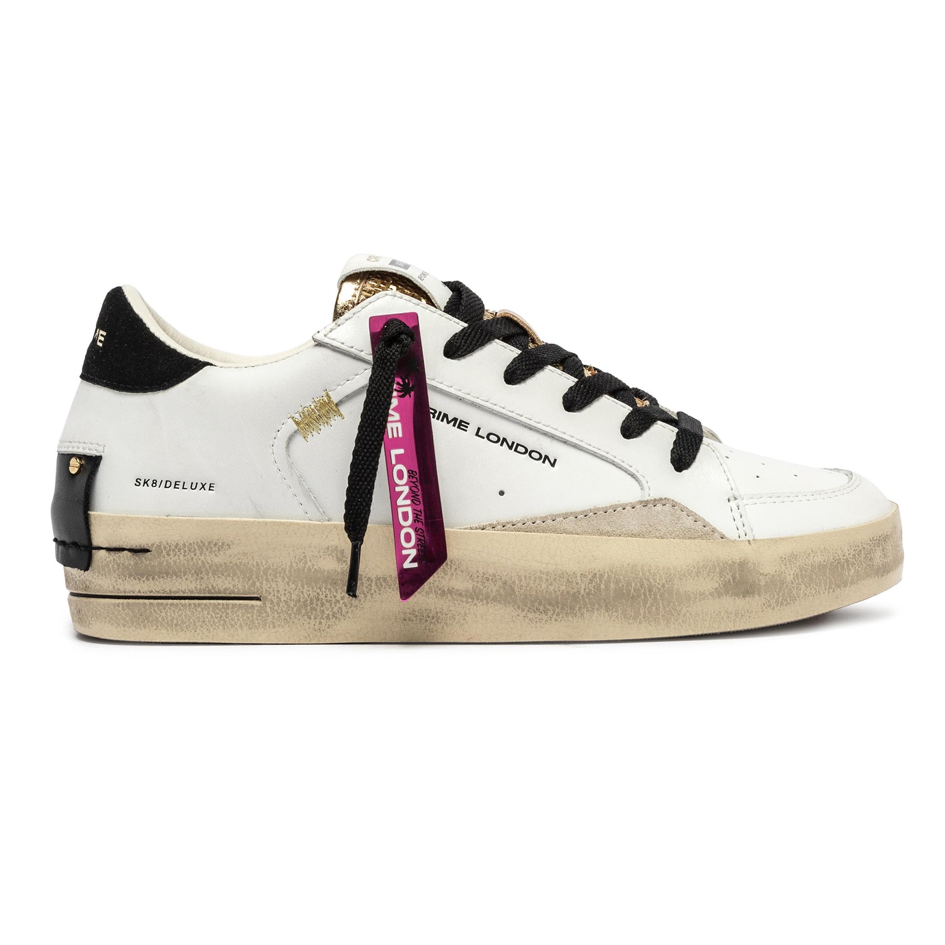 Crime London 25192 SK8 Deluxe sneaker donna in pelle bianca 