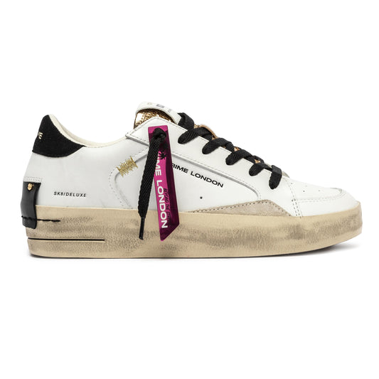 Crime London 25192 SK8 Deluxe sneaker donna in pelle bianca 