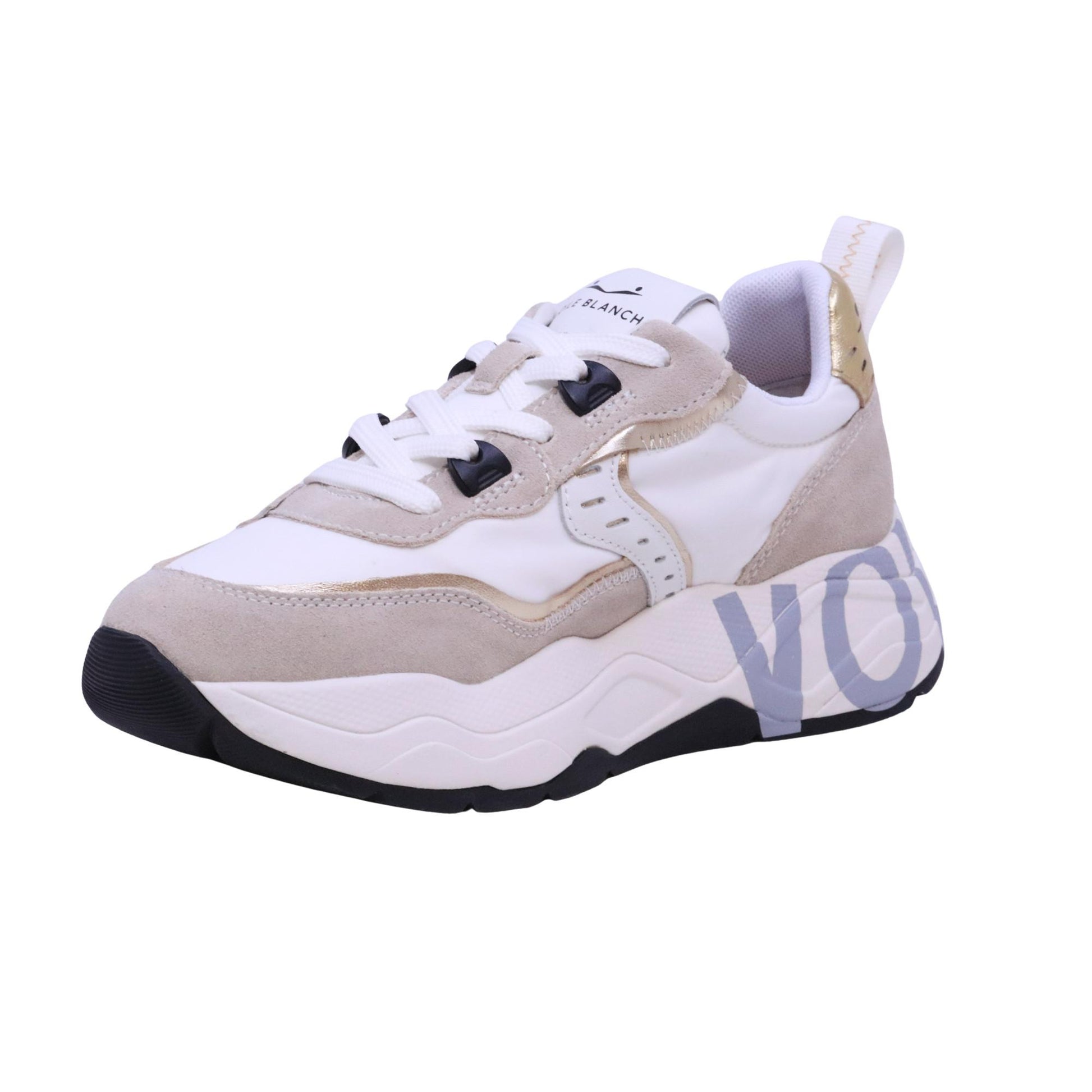 Voile Blanche Club105 sneaker donna suede nylon bianco e platino<BR/> 