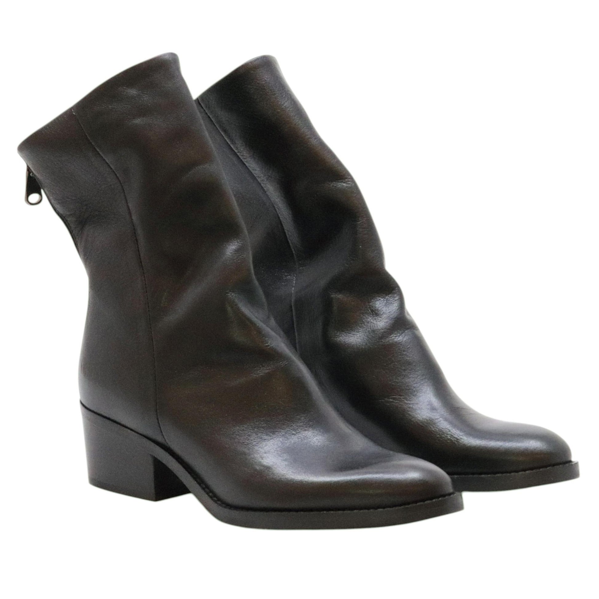 Curiositè 2806 stivaletto donna in pelle nera con zip posteriore 