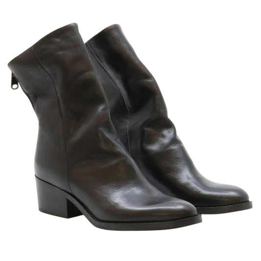 Curiositè 2806 stivaletto donna in pelle nera con zip posteriore 