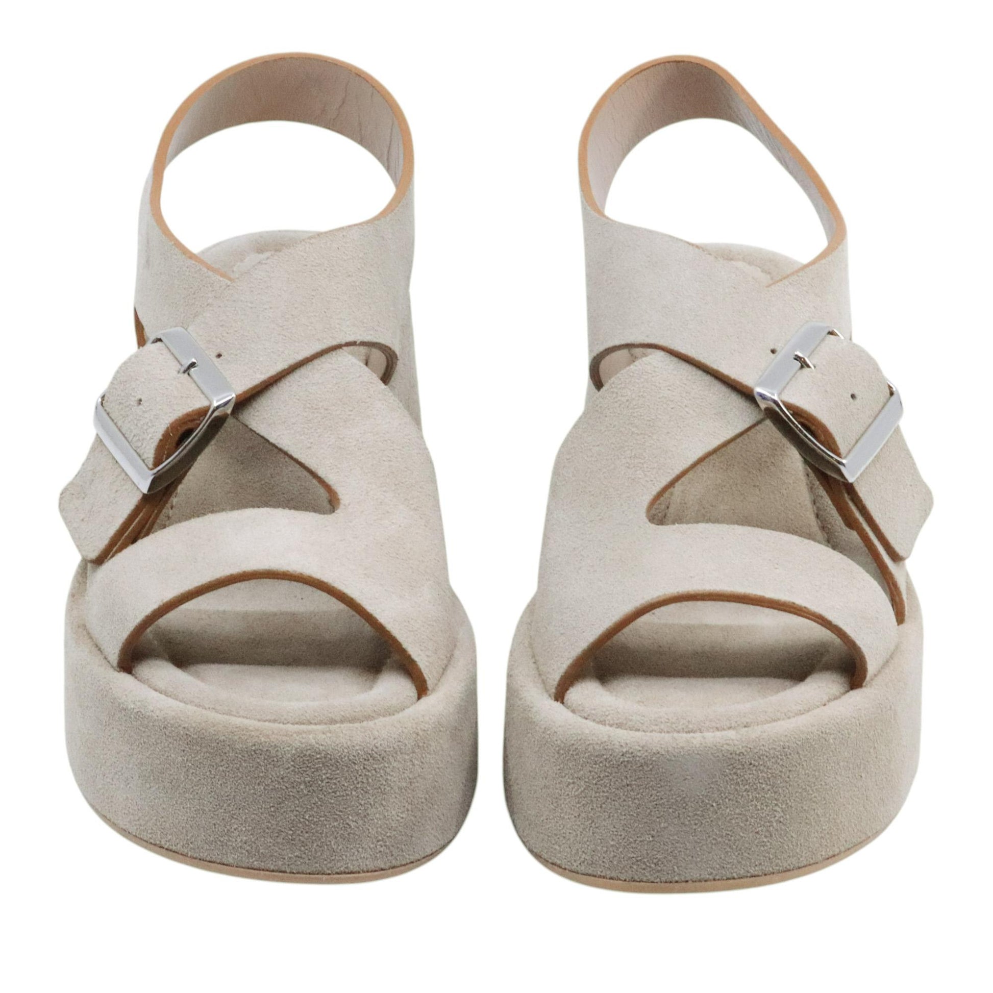 Sandalo zeppa Curiositè 2761 in camoscio taupe 