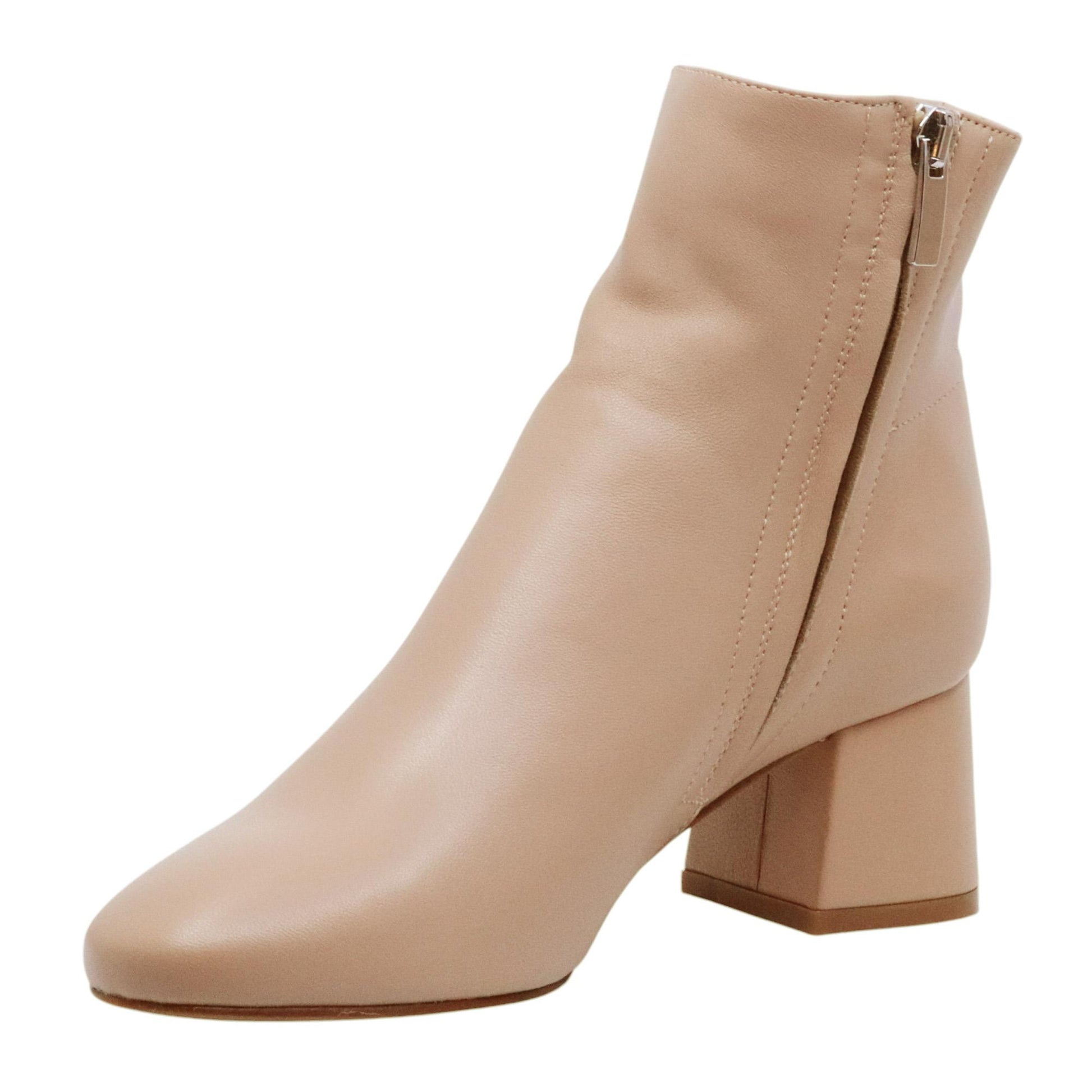 Ranyé 133 stivaletto donna in pelle nappa cappuccino con tacco elegante Made in Italy 