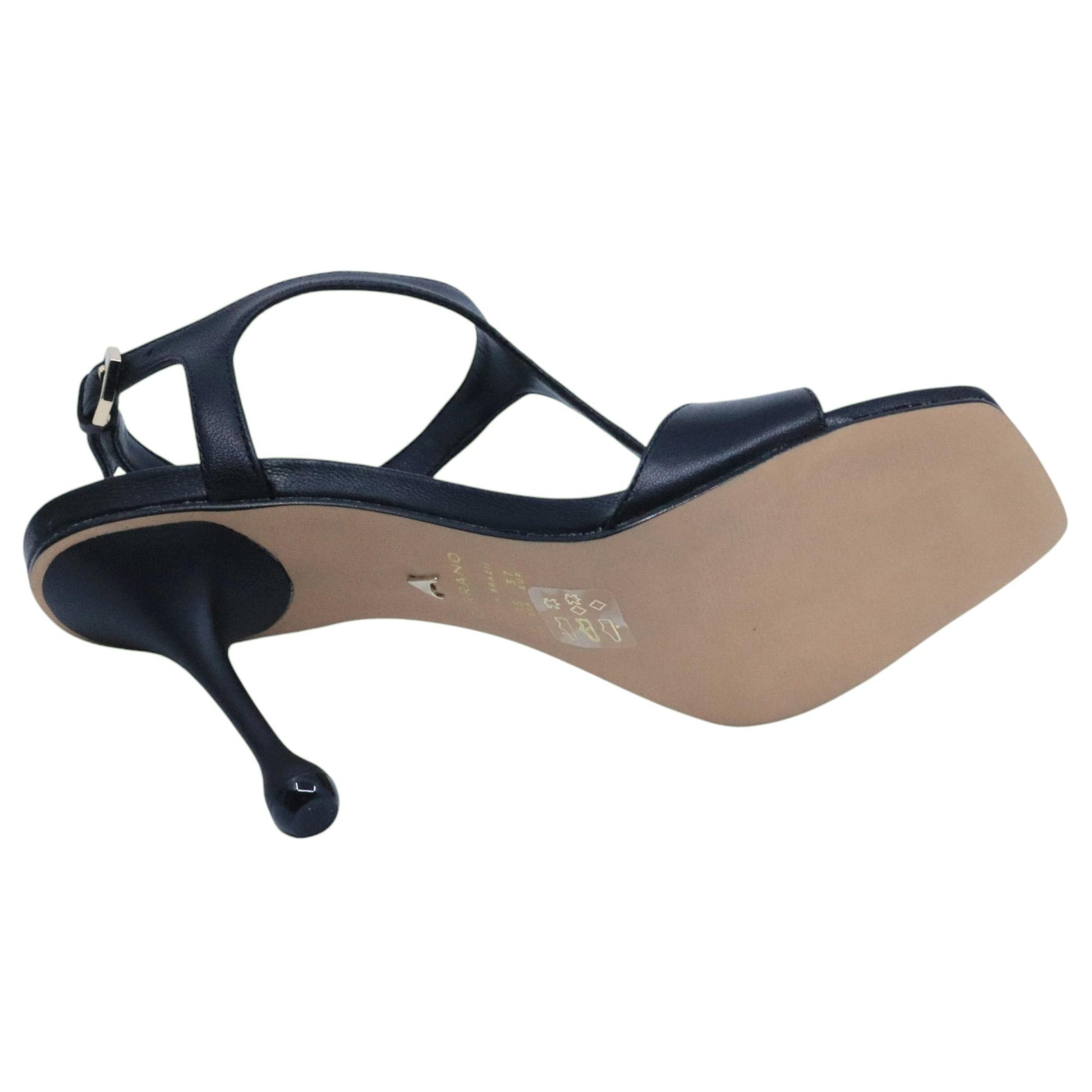 Sandalo con tacco Carrano 804003 in pelle nera 