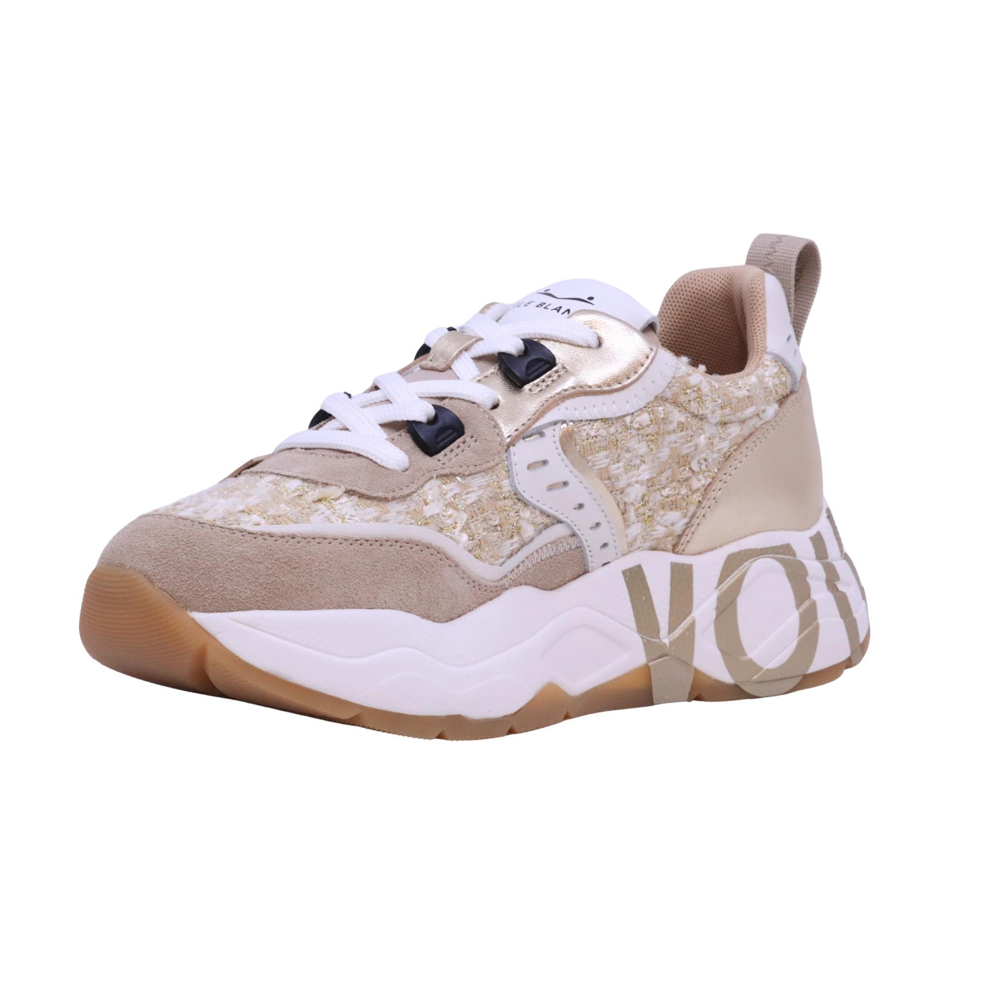Voile Blanche Club105 sneaker donna suede tessuto beige platino 