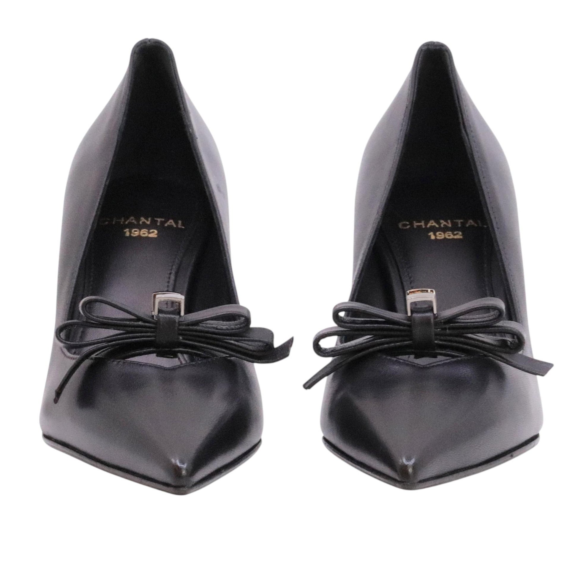 Chantal 1962 2730 décolleté donna in pelle nera con fiocco 