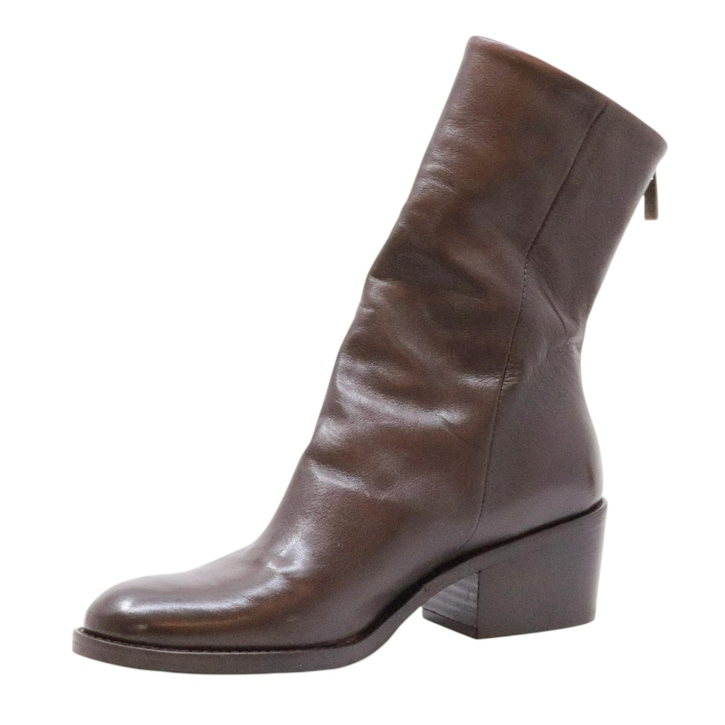 Curiositè 2806 stivaletto donna in pelle marrone con zip posteriore 