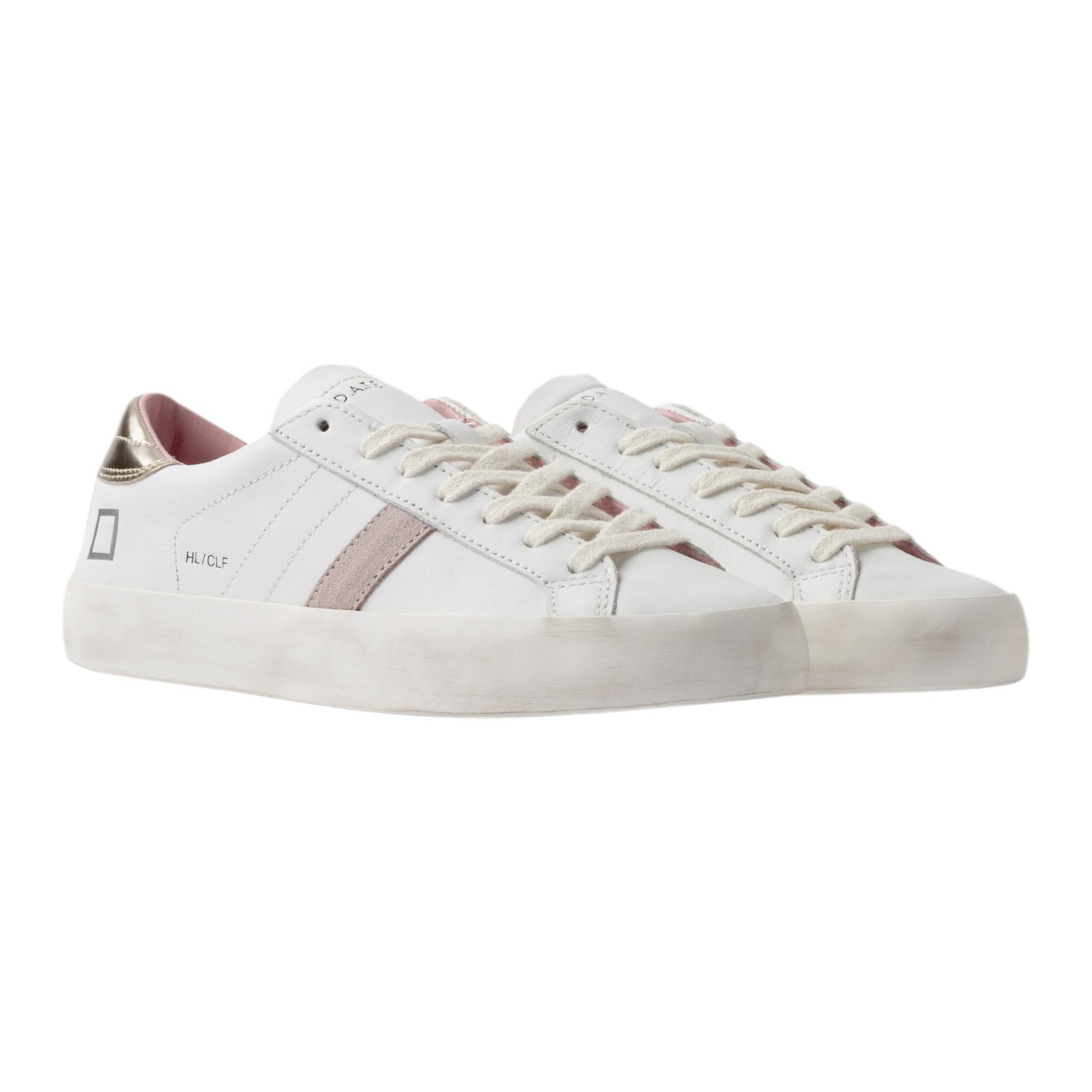 DATE Hill Low Calf White Platinum HL CA WM sneaker donna in pelle bianca 