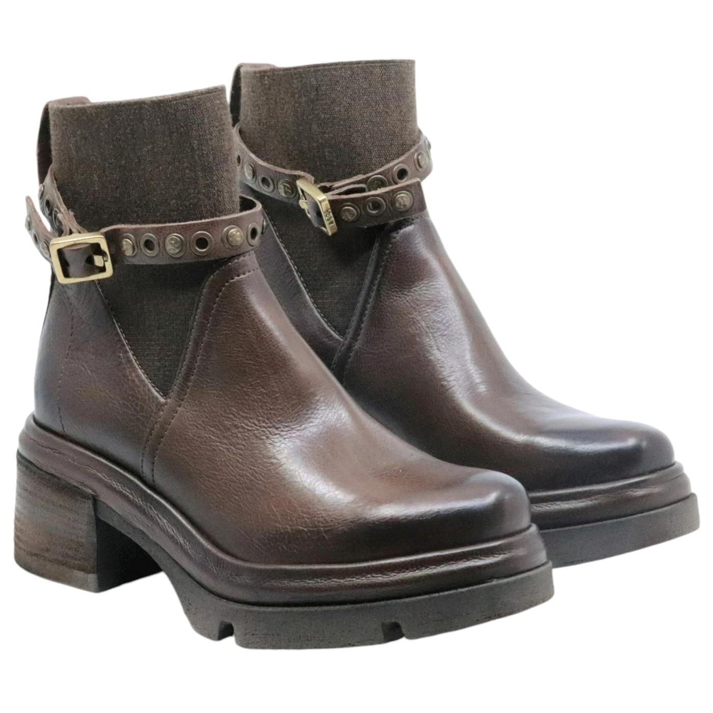 Stivaletto donna AS98 A89219 in pelle marrone 