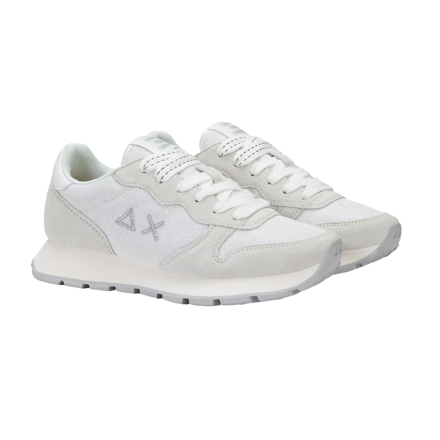 Sun68 Ally Glitter Z36203-01 sneaker donna in camoscio e lurex bianco 