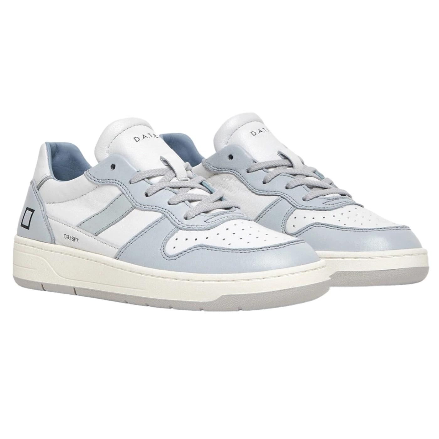 DATE Court 2.0 Soft White Cloud C2-SF-ID sneaker donna in morbida pelle bianca e azzurra 