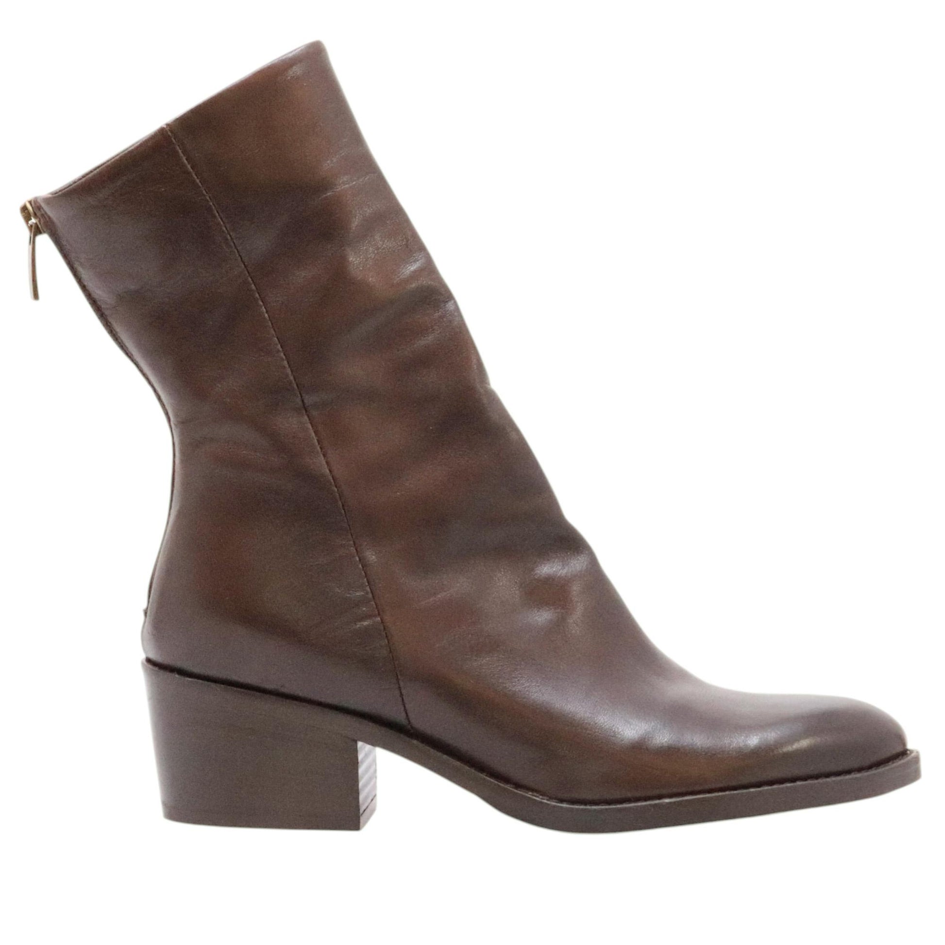 Curiositè 2806 stivaletto donna in pelle marrone con zip posteriore 