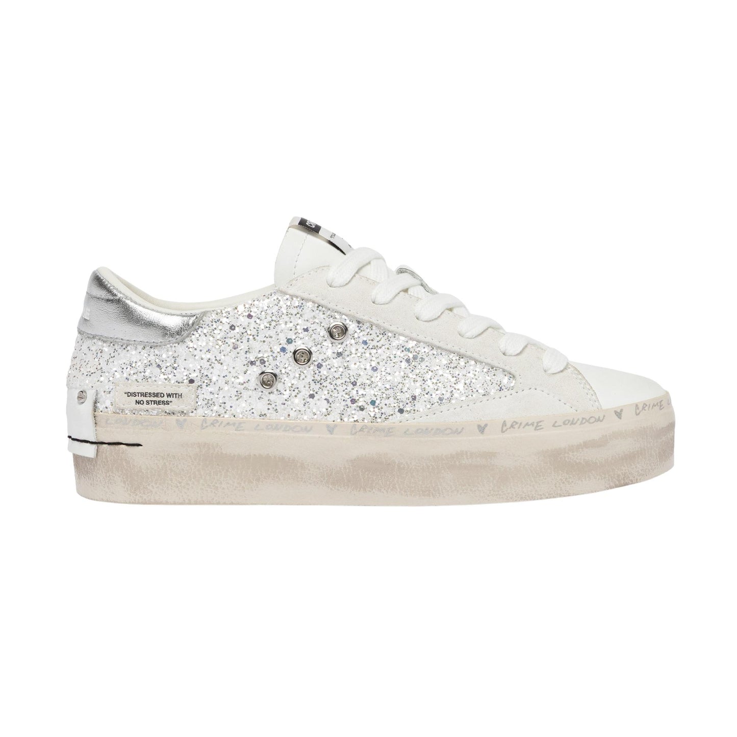 Crime London Distressed Platform Silver Dust 29052 sneaker donna 