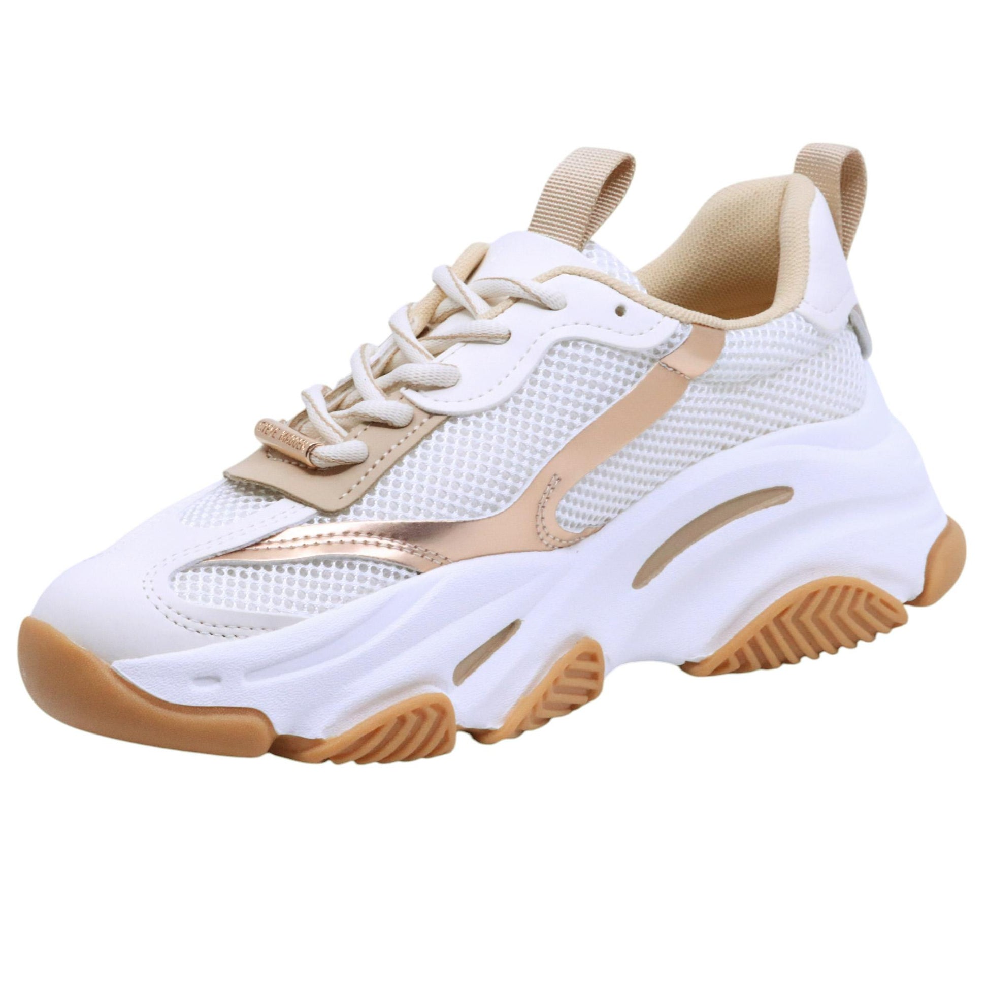 Steve Madden Possession E Coconut Mlk Brz sneaker donna in tessuto bianco e bronzo 
