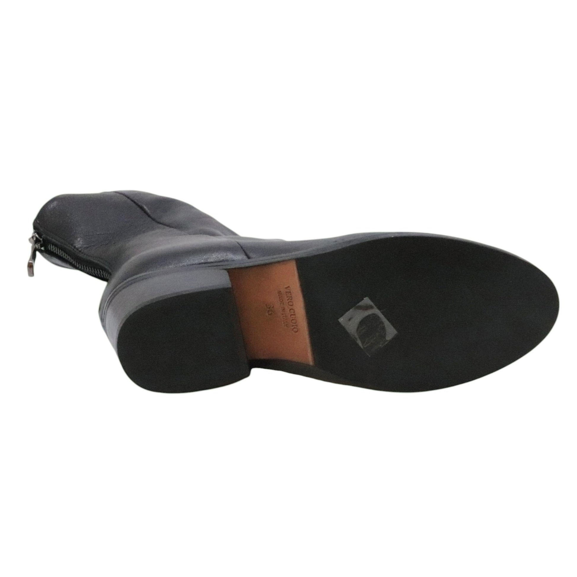 Curiositè 2806 stivaletto donna in pelle nera con zip posteriore 