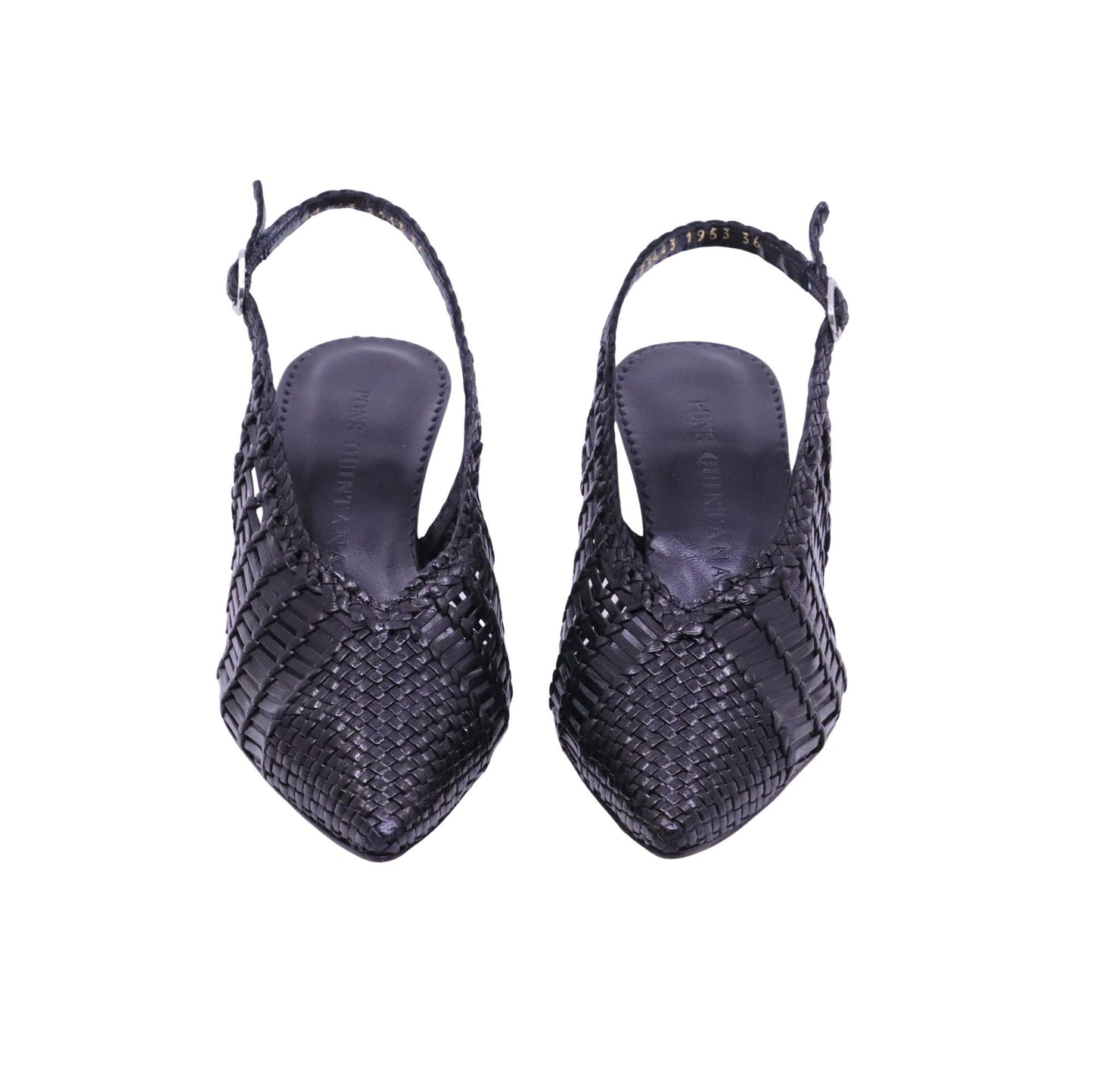 Pons Quintana Carol 11953 09 slingback donna in pelle intrecciata nero con tacco 
