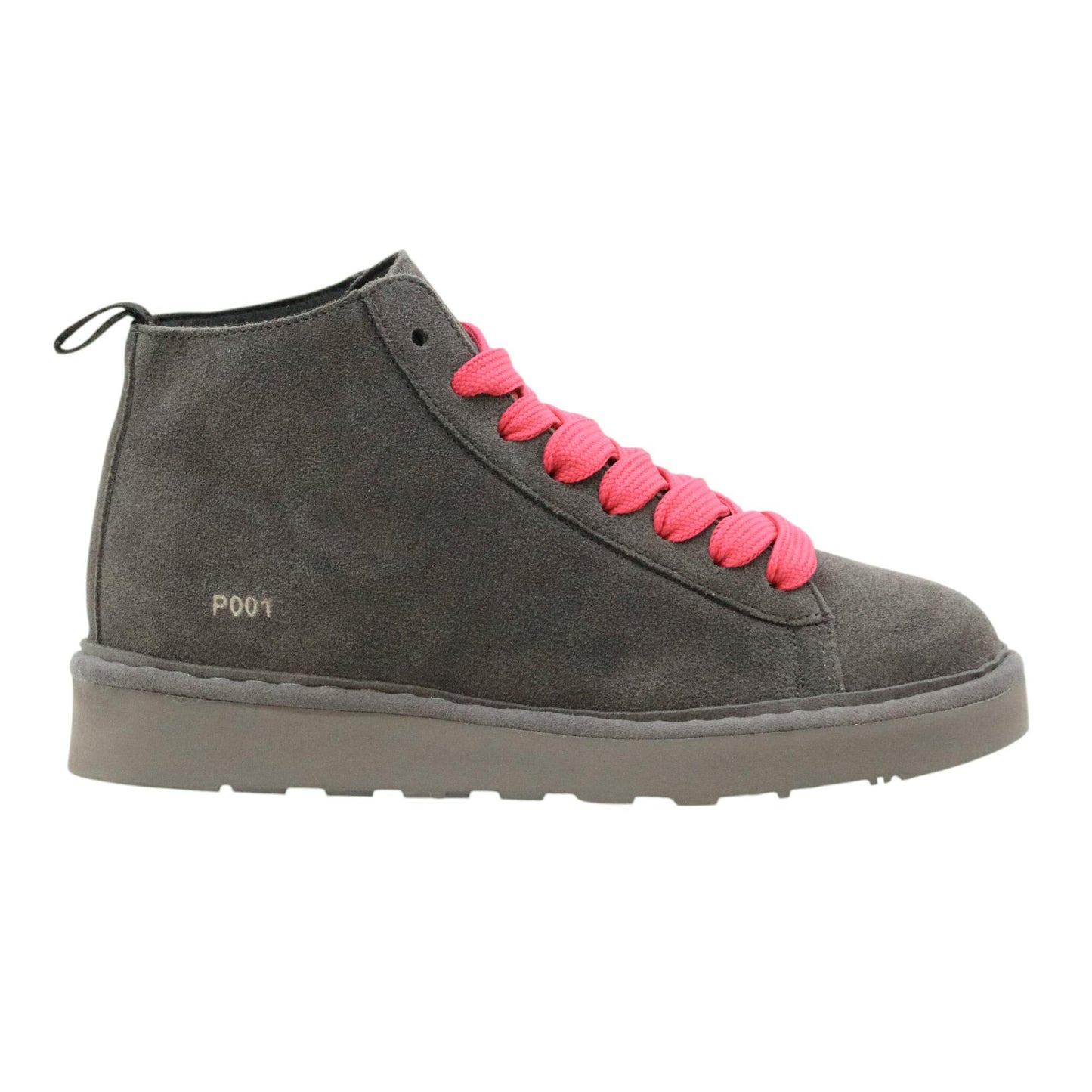 Panchic P001 polacchino donna in suede antracite e lacci fucsia 
