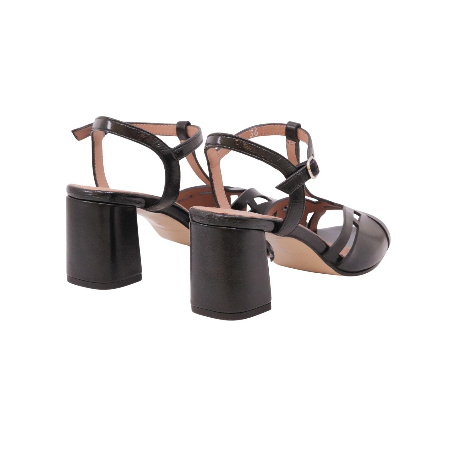 Triver Flight 506-35 Harrods sandalo donna in pelle nera con tacco elegante Made in Italy 