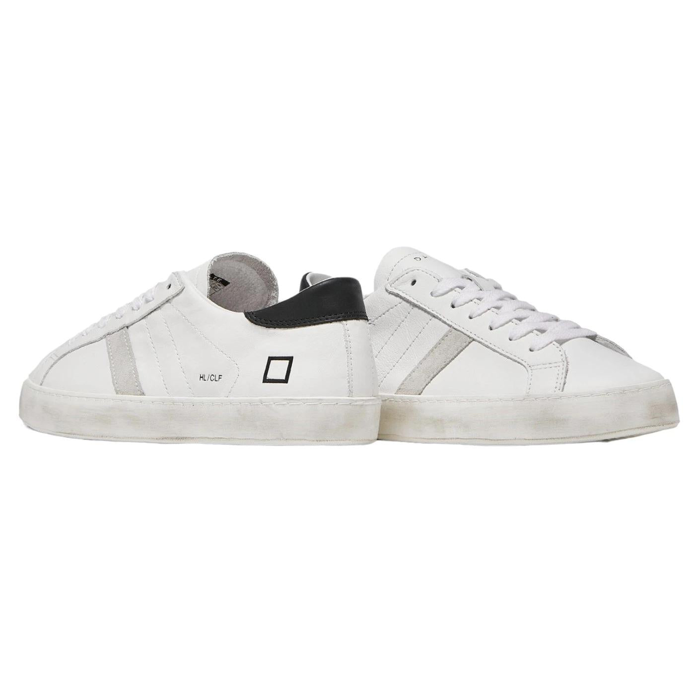 DATE Hill Low Calf White Black HL-CA-WB sneaker uomo in pelle bianca 