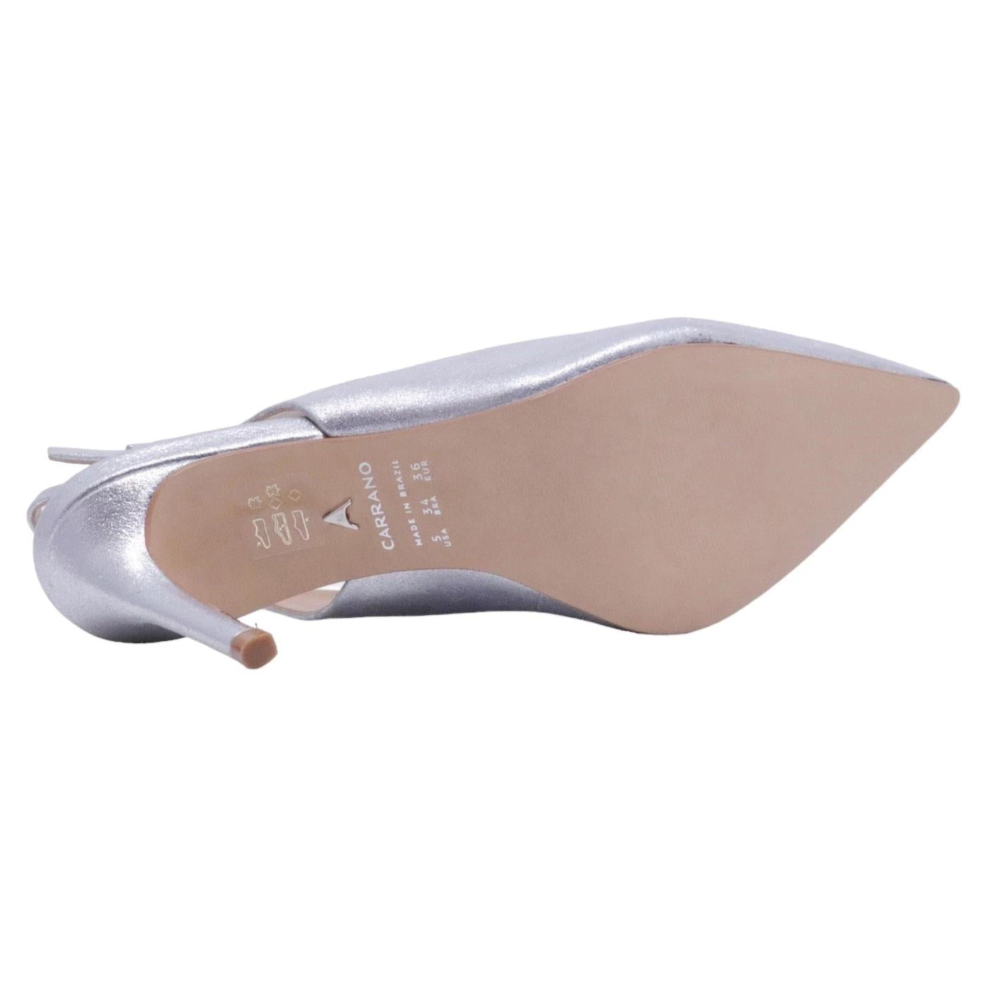 Slingback donna Carrano 195096 in pelle satinata di colore argento 