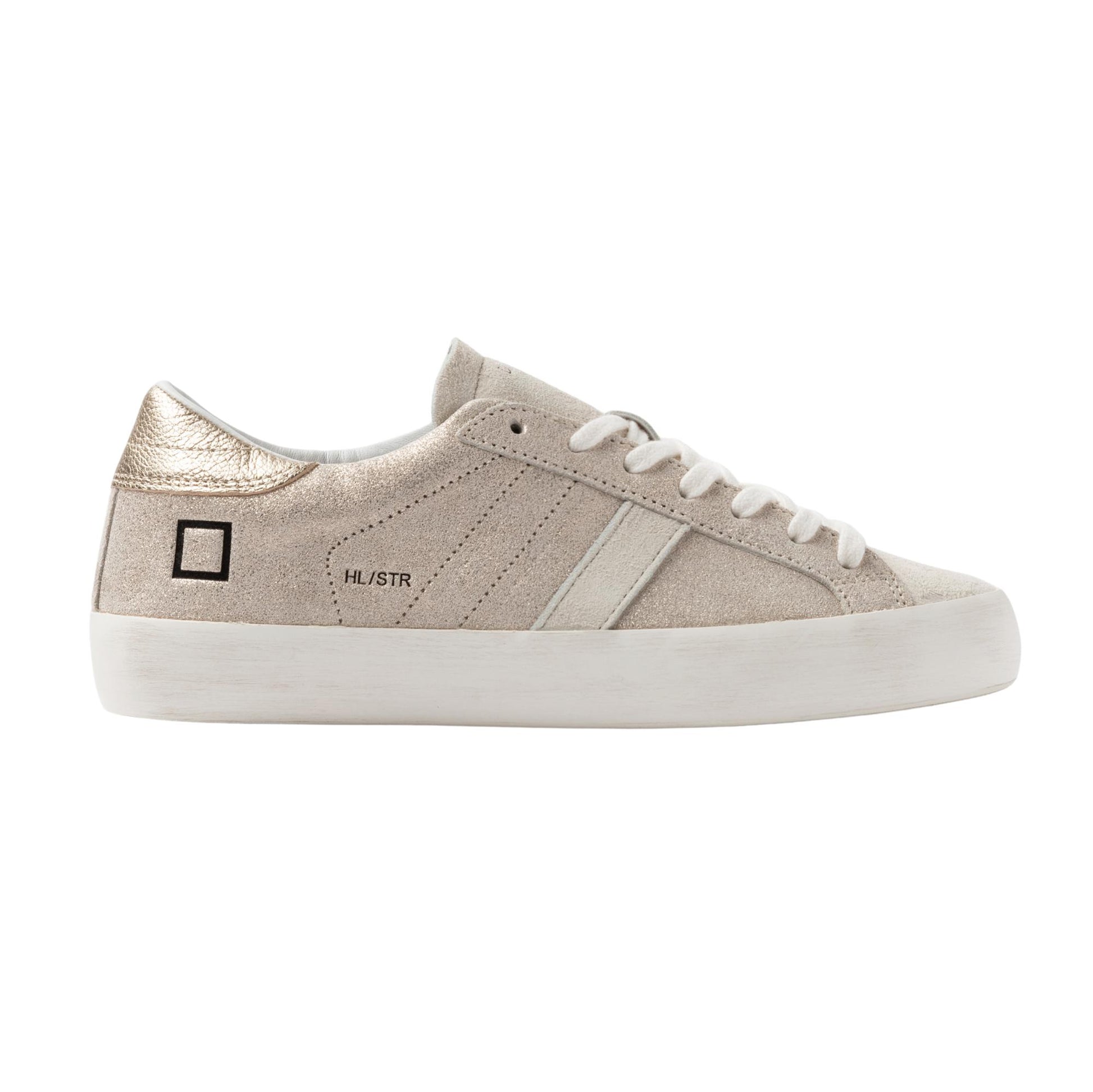 D.A.T.E. Hill Low Stardust HL-ST-PL sneaker donna in pelle color platino 