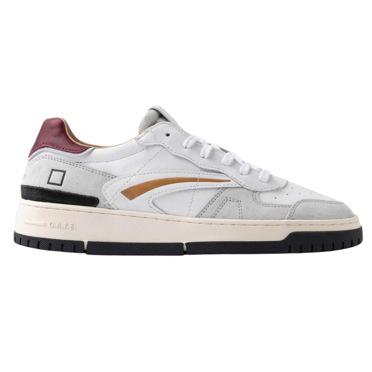 D.A.T.E. Torneo Pure Vintage Calf sneaker uomo pelle bianco-bordeaux 