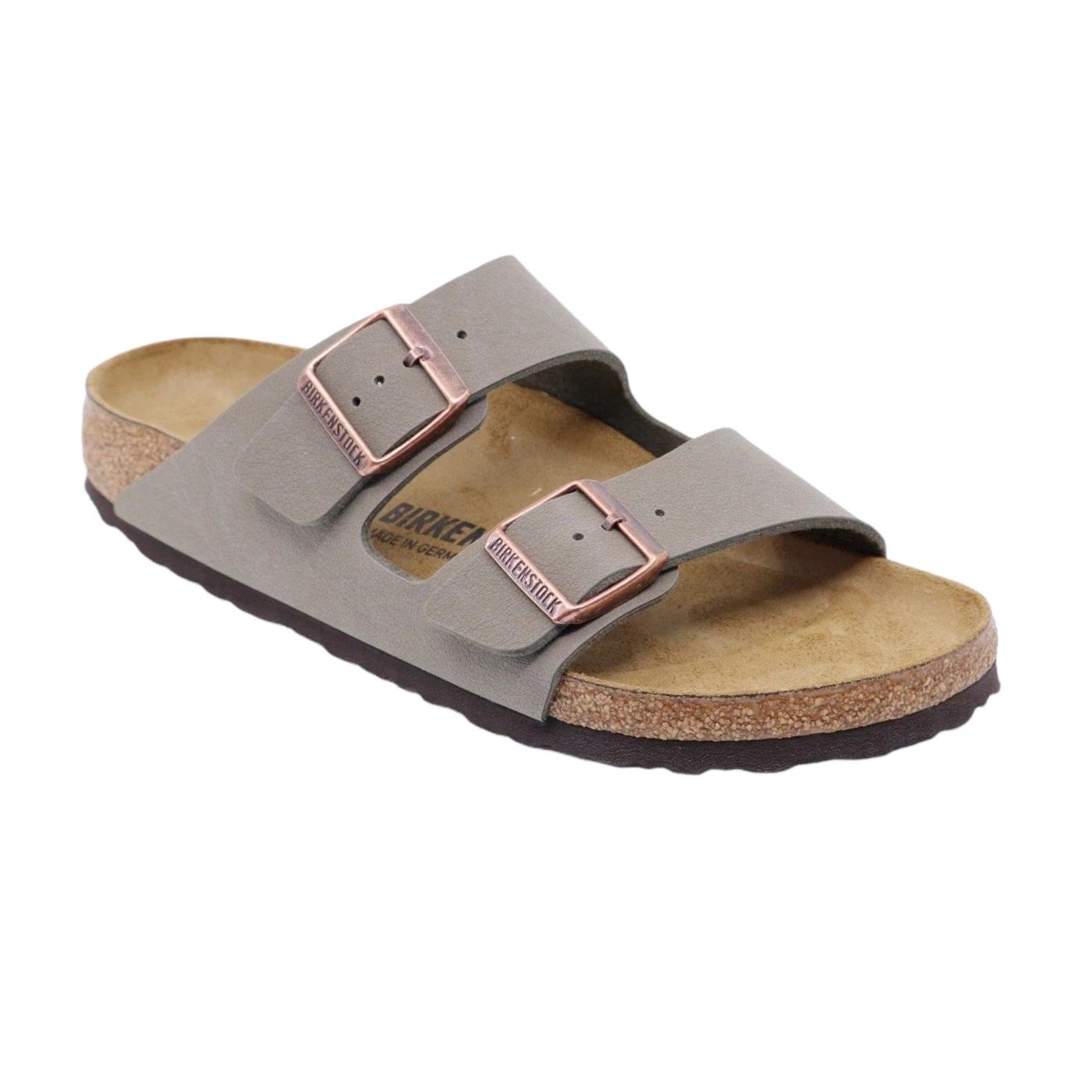Birkenstock Arizona Birkibuc Stone sandalo doppia fibbia Narrow Fit 