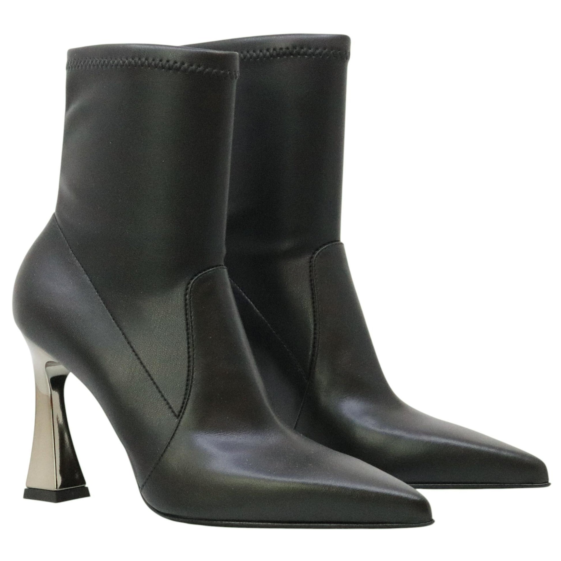 Sergio Levantesi Melita56 tronchetto donna in pelle nera e ecopelle 