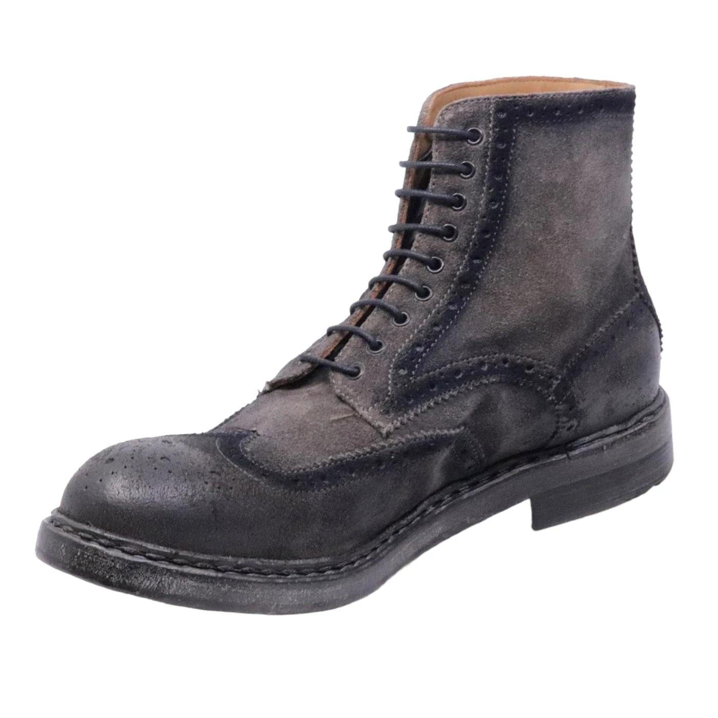 Stivaletto imperiale da uomo Crispiniano 6090 in pelle camoscio ingrassato grigio 