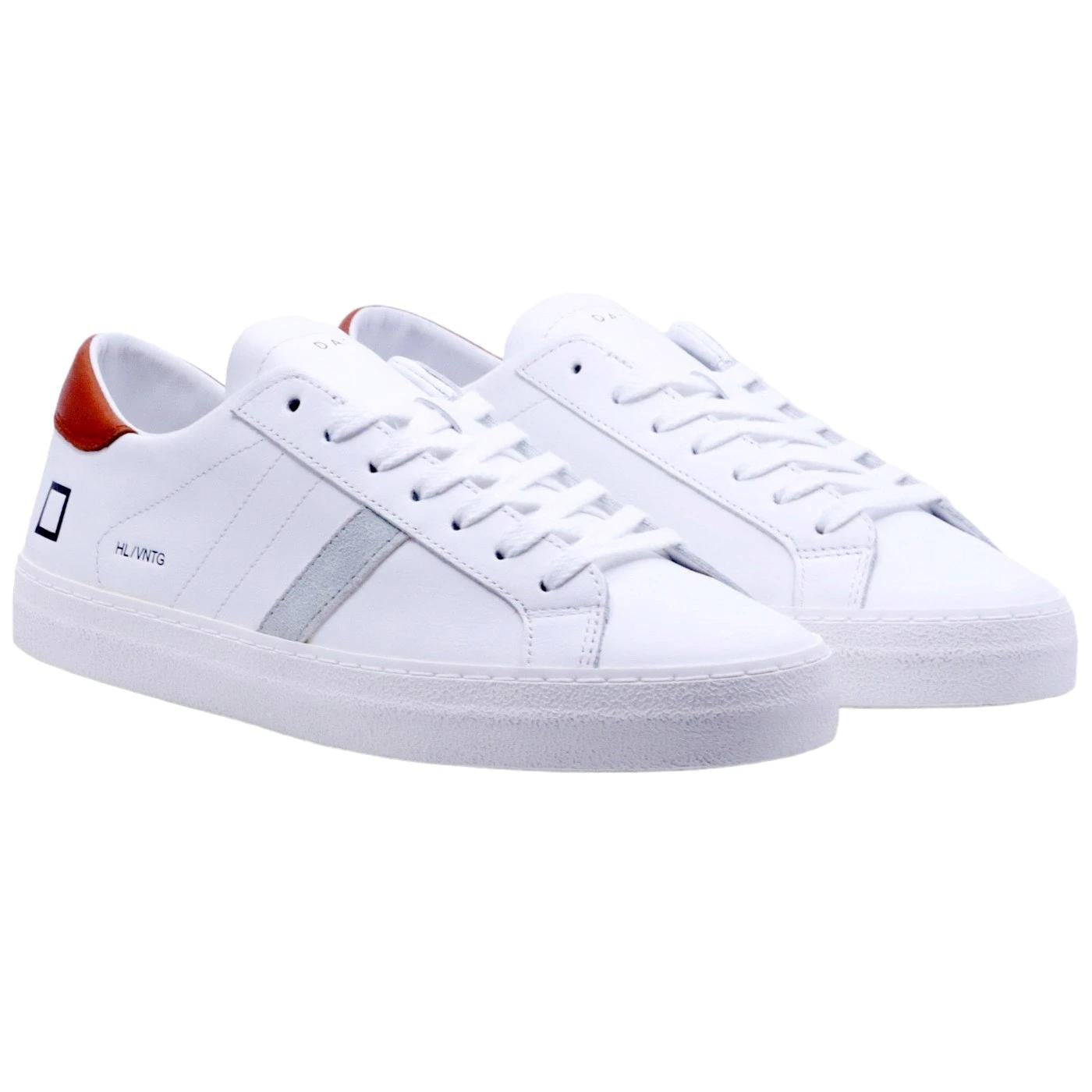 D.A.T.E. Hill Low Vintage Calf White Cuoio HL-VC-WI sneaker uomo in morbida pelle bianca 