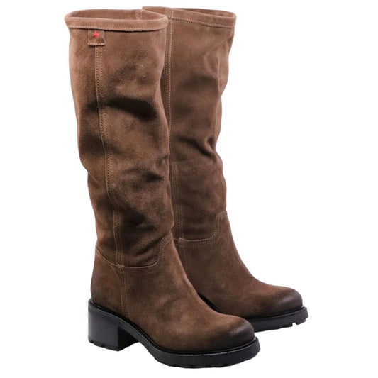 Stivale da donna Gio+ AFRA04A in camoscio di colore marrone 