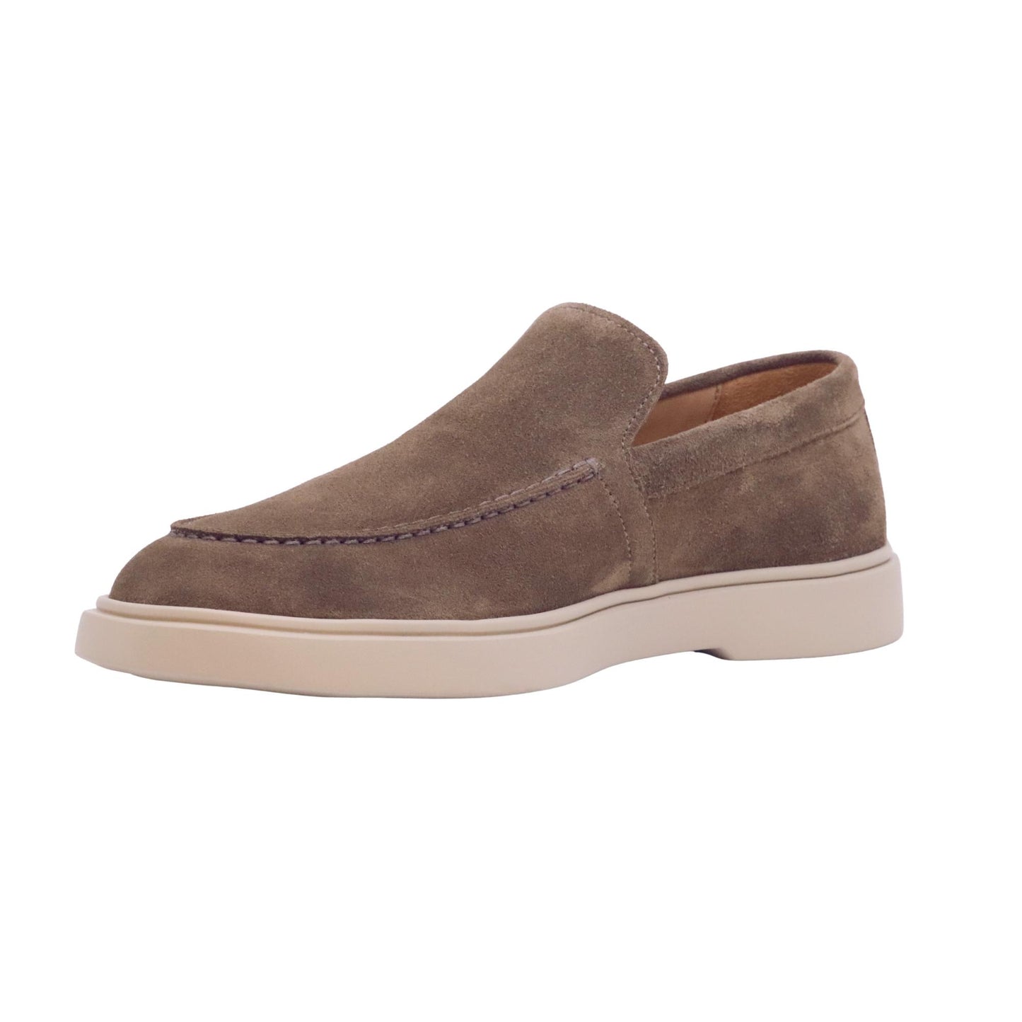 Triver Flight 887-11 Softy mocassino uomo in camoscio taupe con fondo gomma casual Made in Italy 