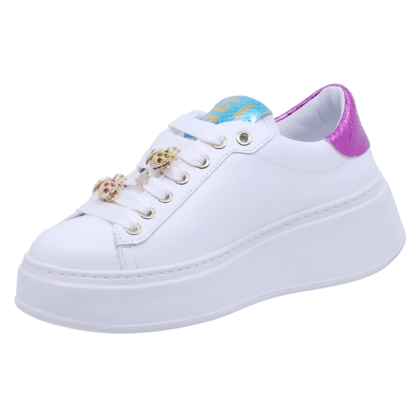 Sneaker donna Gio+ PIA158 in pelle bianca 