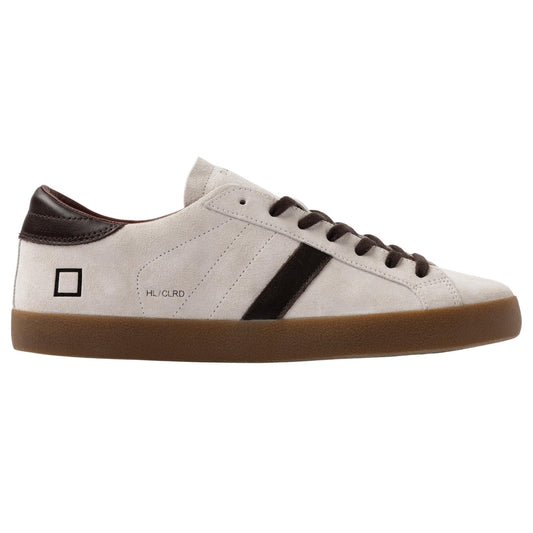 D.A.T.E. Hill Low Colored HL-CO-WH sneaker uomo in suede chiaro con dettagli marroni 