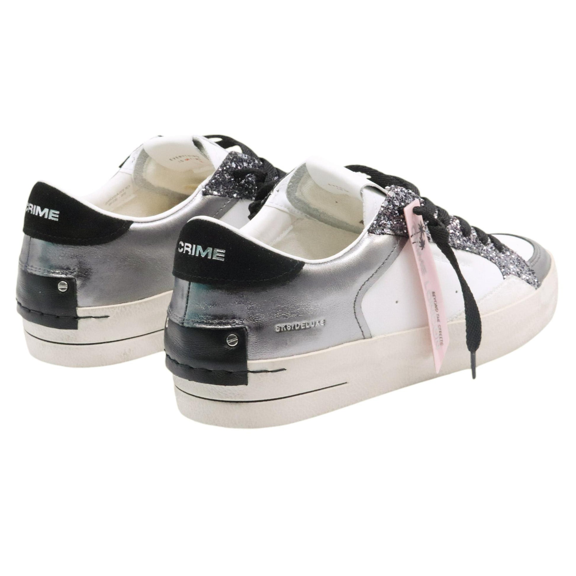 Crime London sk8 Deluxe 21107 in pelle bianca e piombo 