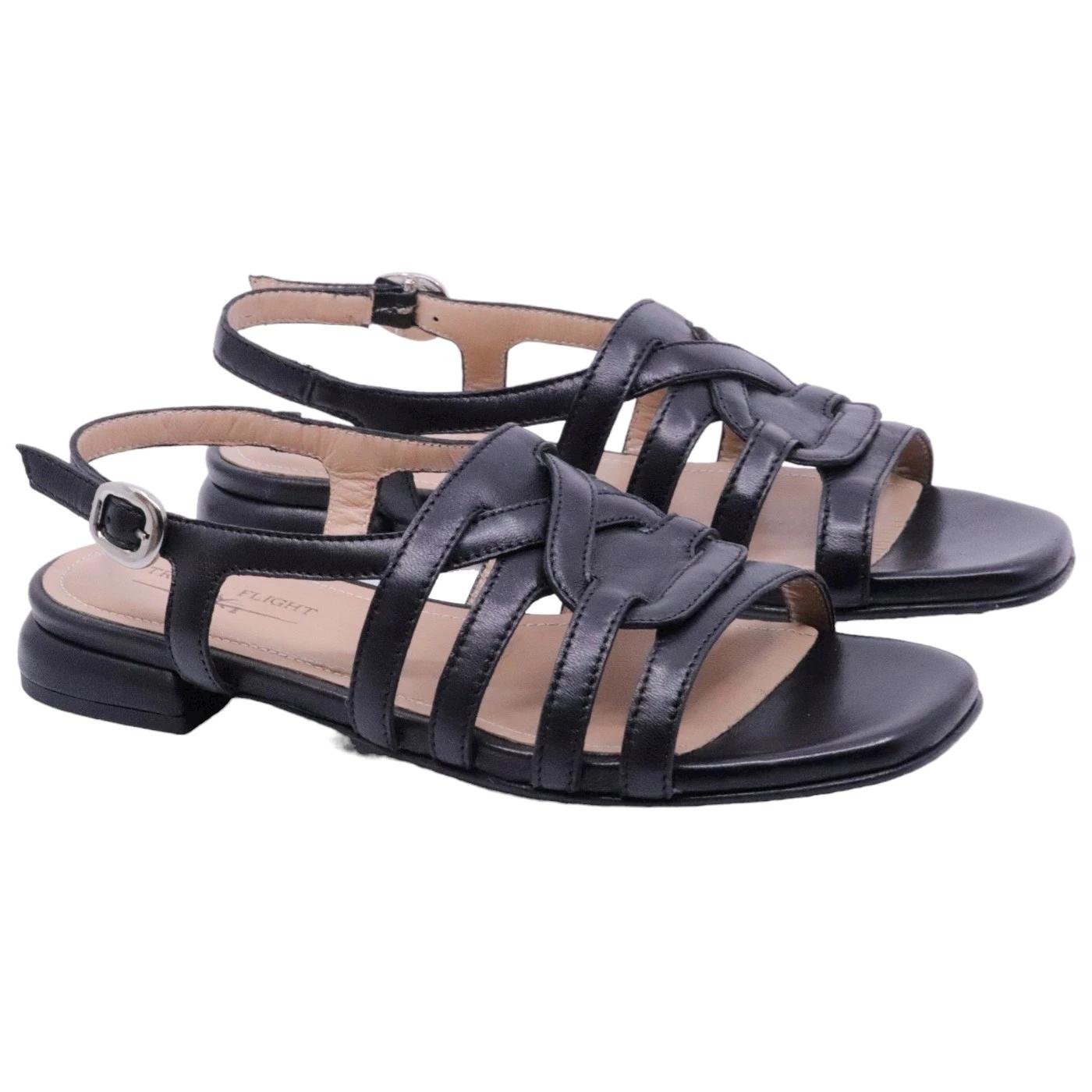 Sandalo donna Triver Flight 566 in pelle nera 