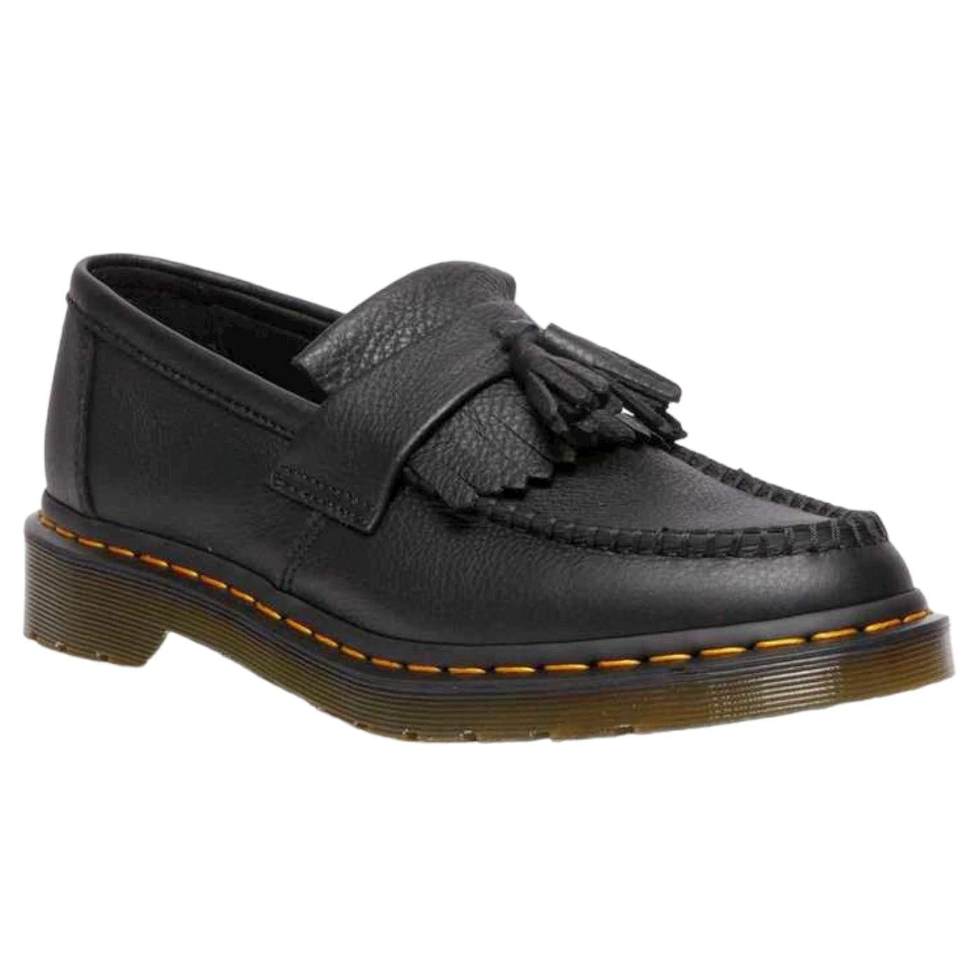 Dr Martens Adrian Mocassino donna in pelle virginia nera con nappine e frange 