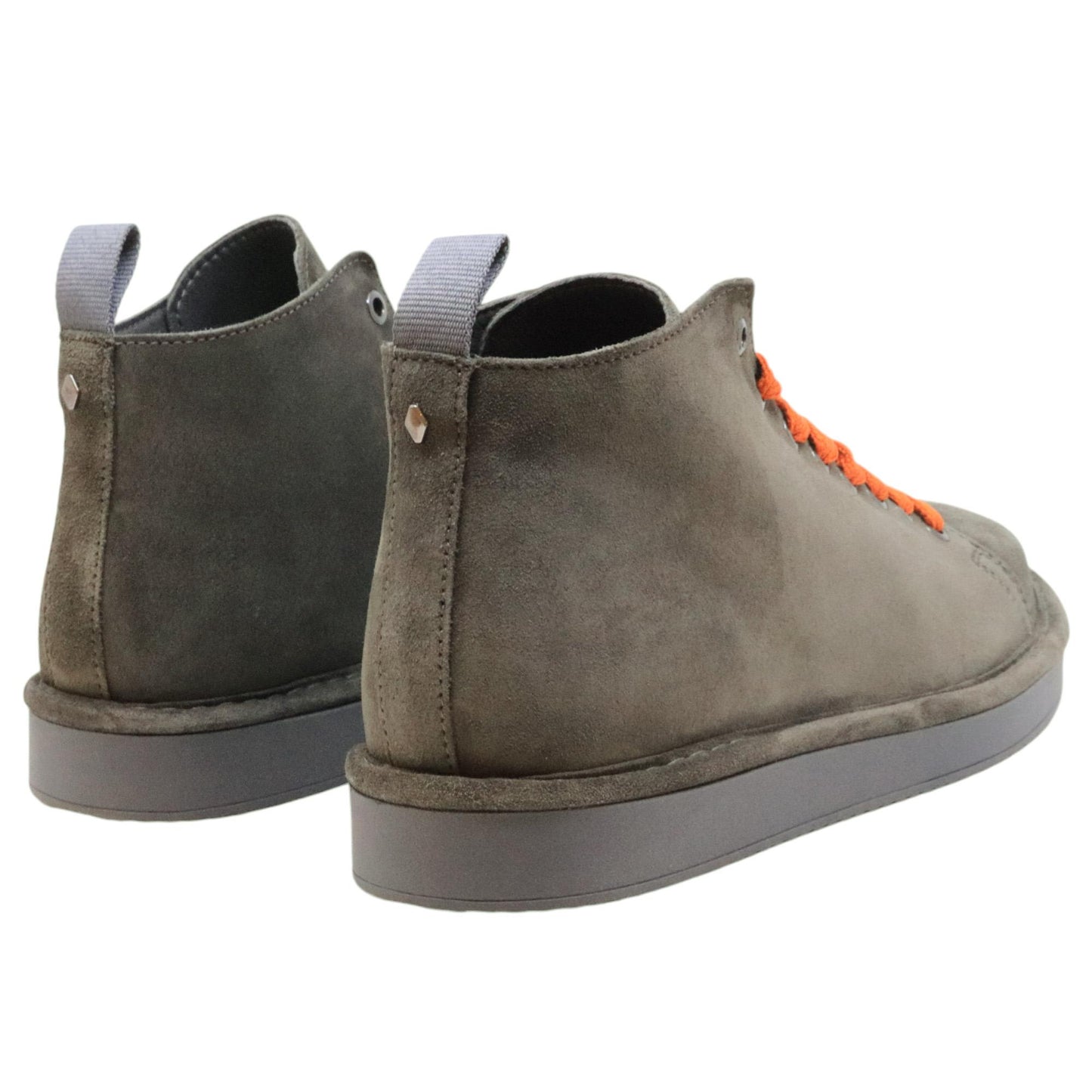 Polacchino sneaker uomo Panchic P01 in camoscio khaki con lacci arancio 